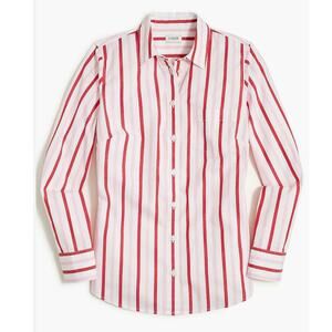 J.Crew Striped Button Down 2X Plus Cotton Poplin Red White NWT Classic Shirt